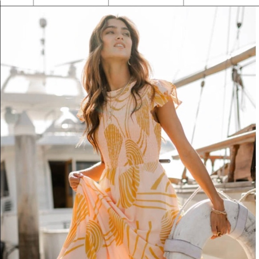Bohme Leilani Flutter Sleeve Dress - Midi
